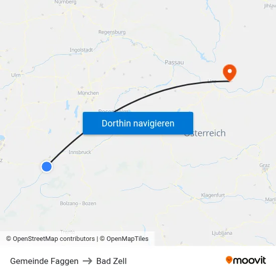 Gemeinde Faggen to Bad Zell map