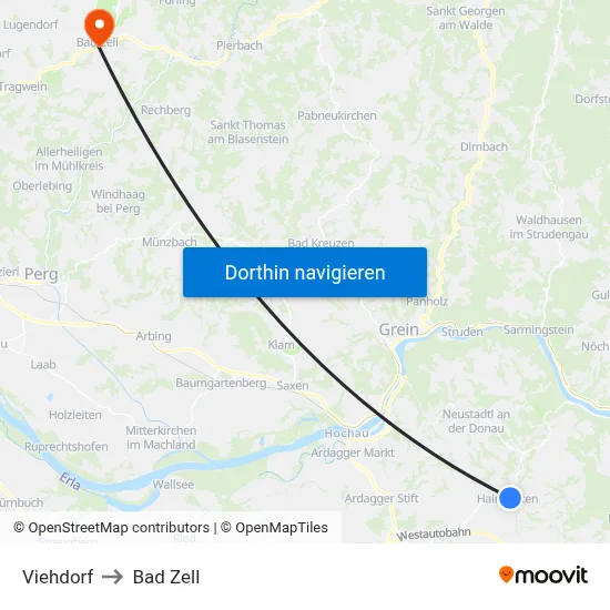 Viehdorf to Bad Zell map