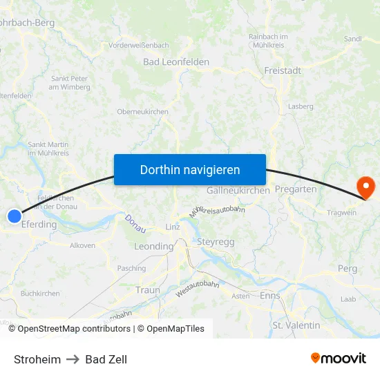 Stroheim to Bad Zell map