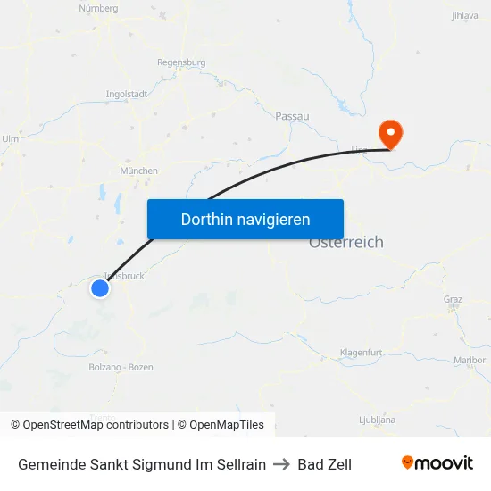 Gemeinde Sankt Sigmund Im Sellrain to Bad Zell map