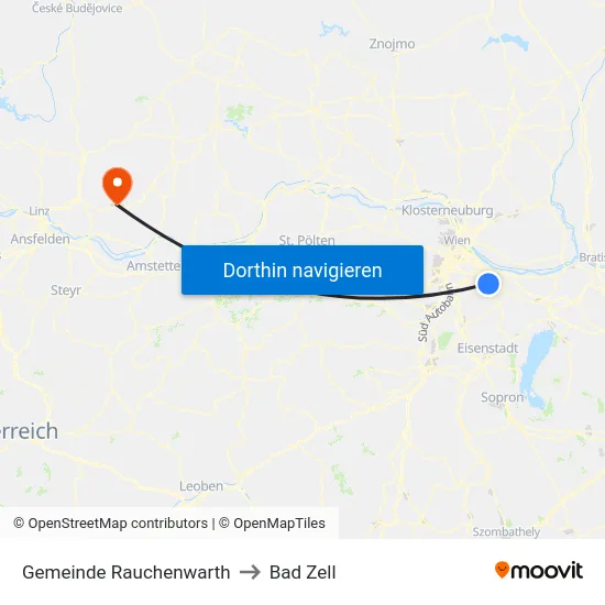 Gemeinde Rauchenwarth to Bad Zell map