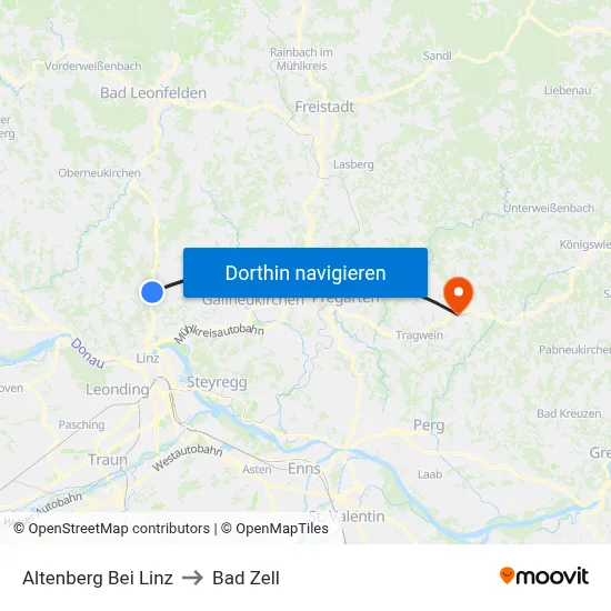 Altenberg Bei Linz to Bad Zell map