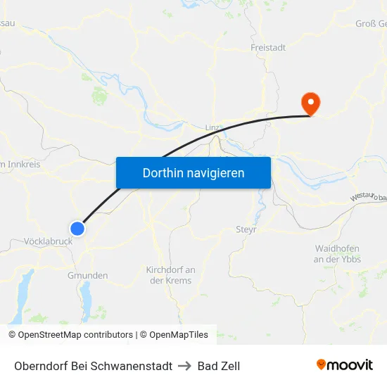 Oberndorf Bei Schwanenstadt to Bad Zell map