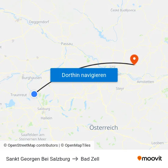 Sankt Georgen Bei Salzburg to Bad Zell map
