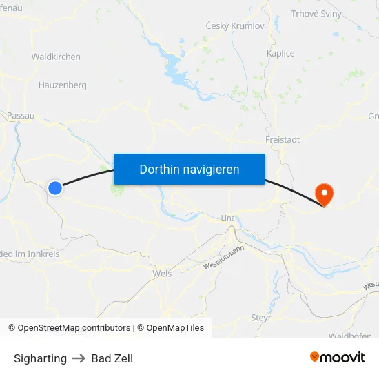 Sigharting to Bad Zell map