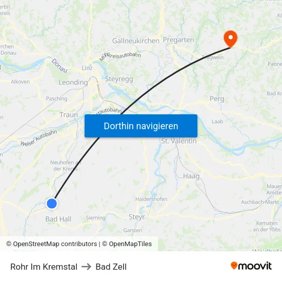 Rohr Im Kremstal to Bad Zell map