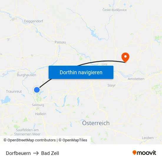 Dorfbeuern to Bad Zell map