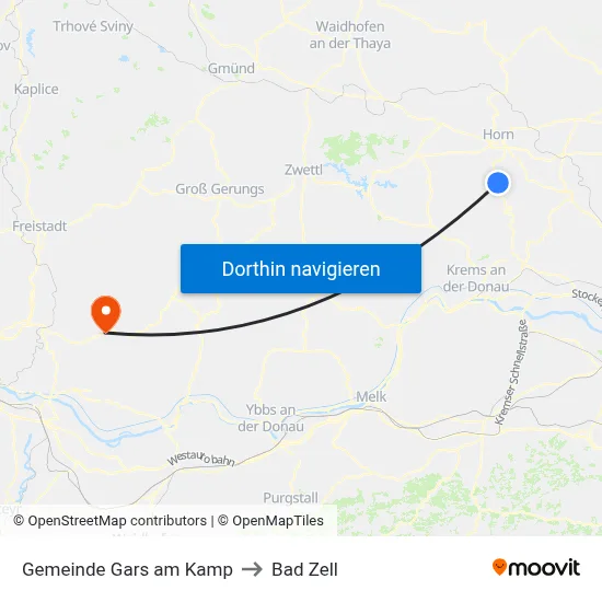 Gemeinde Gars am Kamp to Bad Zell map