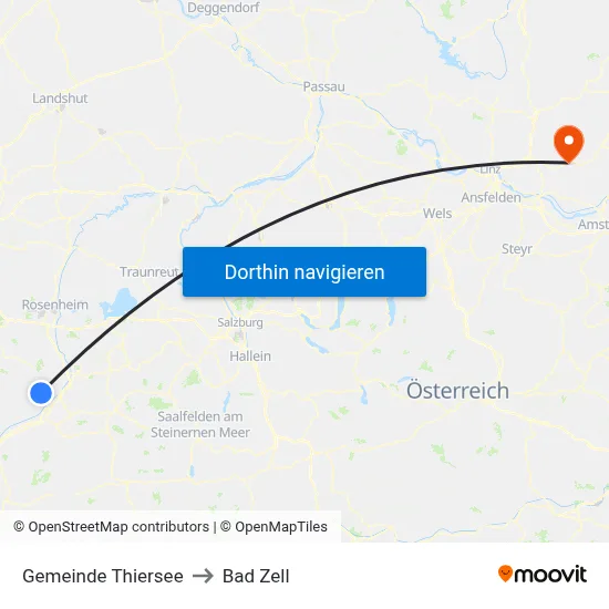Gemeinde Thiersee to Bad Zell map
