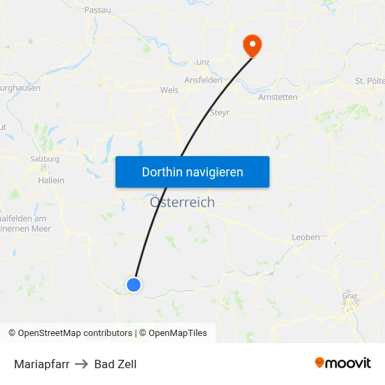 Mariapfarr to Bad Zell map