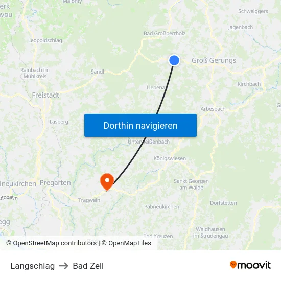 Langschlag to Bad Zell map