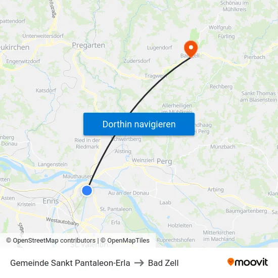 Gemeinde Sankt Pantaleon-Erla to Bad Zell map