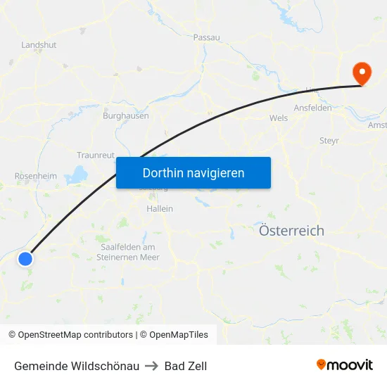 Gemeinde Wildschönau to Bad Zell map