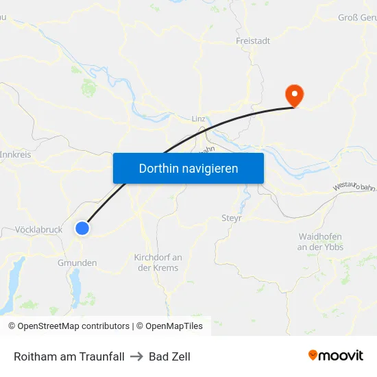 Roitham am Traunfall to Bad Zell map