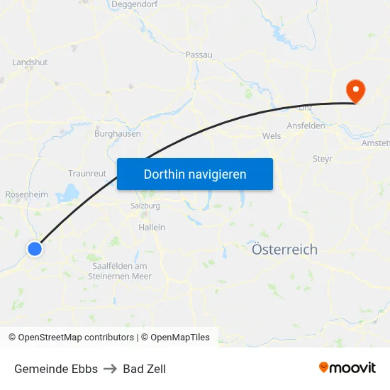 Gemeinde Ebbs to Bad Zell map