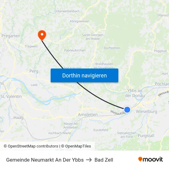 Gemeinde Neumarkt An Der Ybbs to Bad Zell map