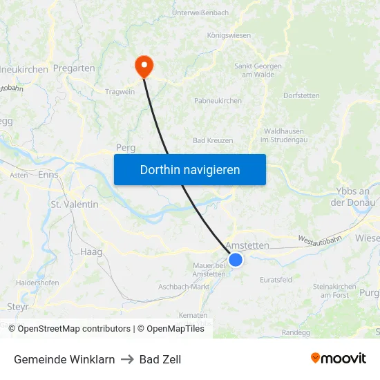 Gemeinde Winklarn to Bad Zell map