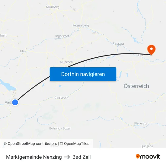 Marktgemeinde Nenzing to Bad Zell map