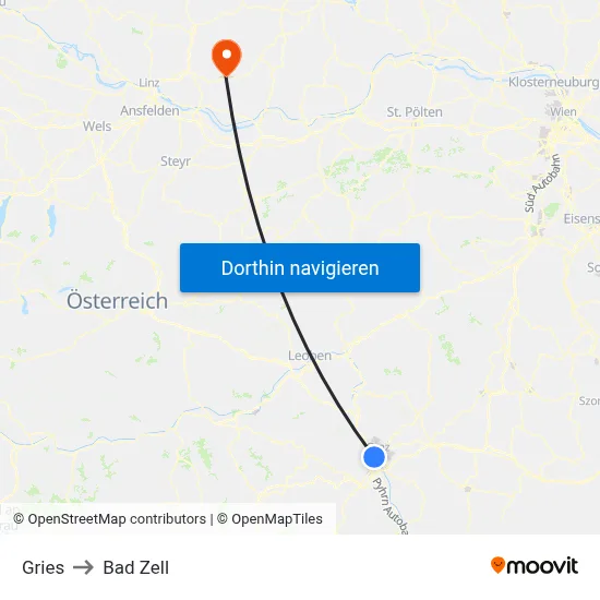 Gries to Bad Zell map