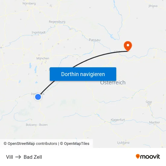 Vill to Bad Zell map