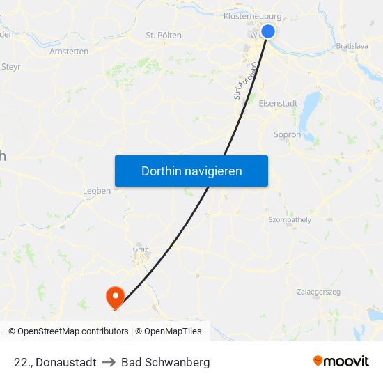 22., Donaustadt to Bad Schwanberg map