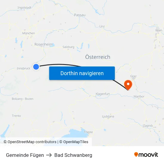 Gemeinde Fügen to Bad Schwanberg map