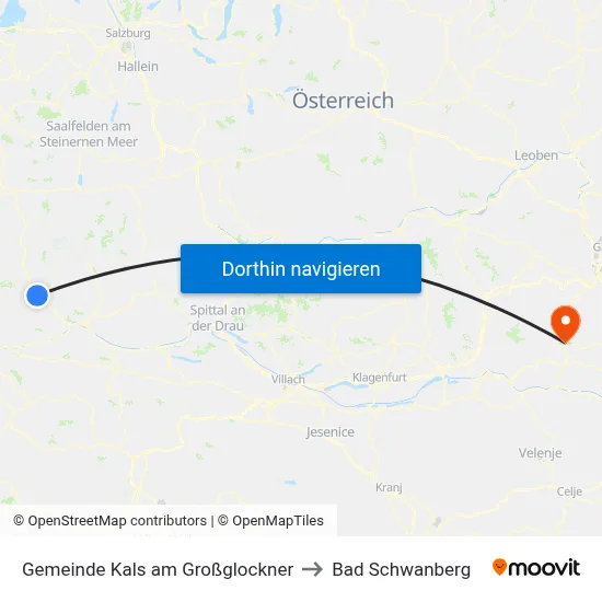 Gemeinde Kals am Großglockner to Bad Schwanberg map
