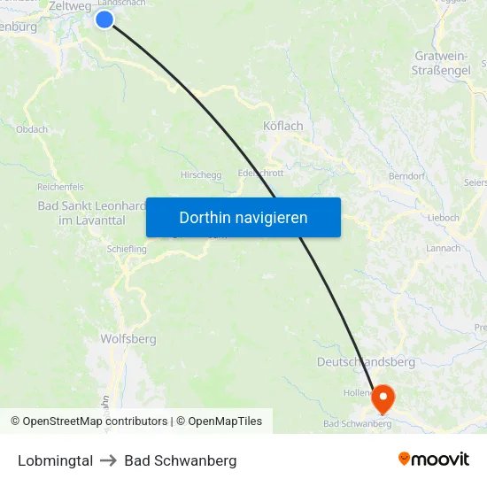 Lobmingtal to Bad Schwanberg map