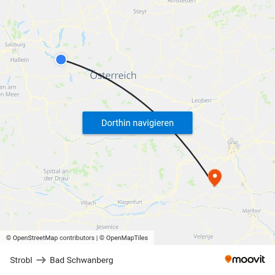 Strobl to Bad Schwanberg map