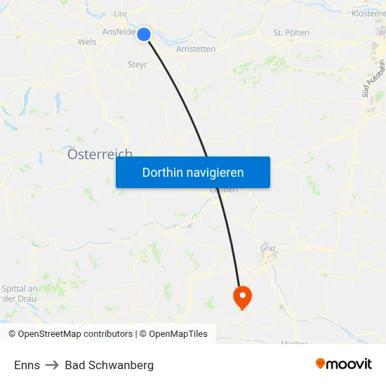 Enns to Bad Schwanberg map