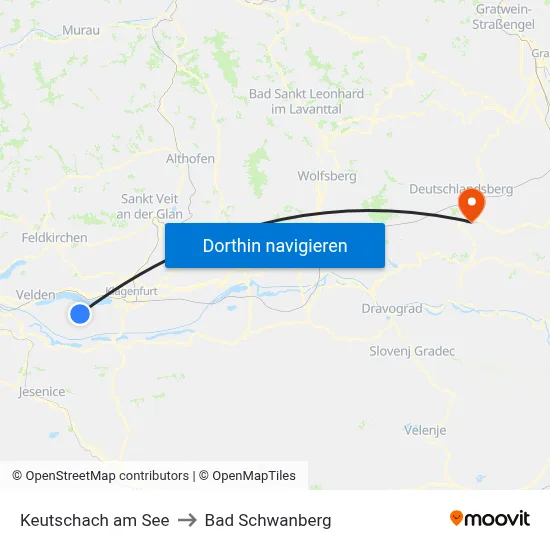 Keutschach am See to Bad Schwanberg map