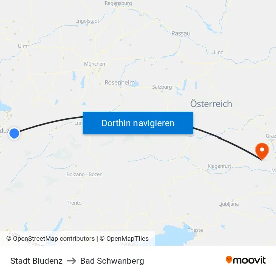 Stadt Bludenz to Bad Schwanberg map