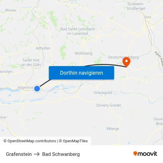 Grafenstein to Bad Schwanberg map