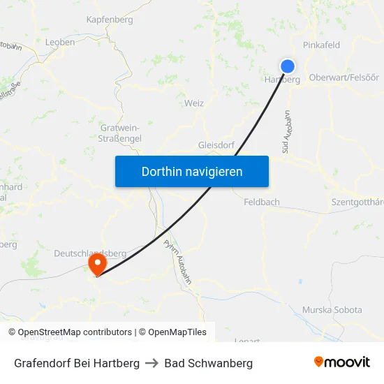 Grafendorf Bei Hartberg to Bad Schwanberg map