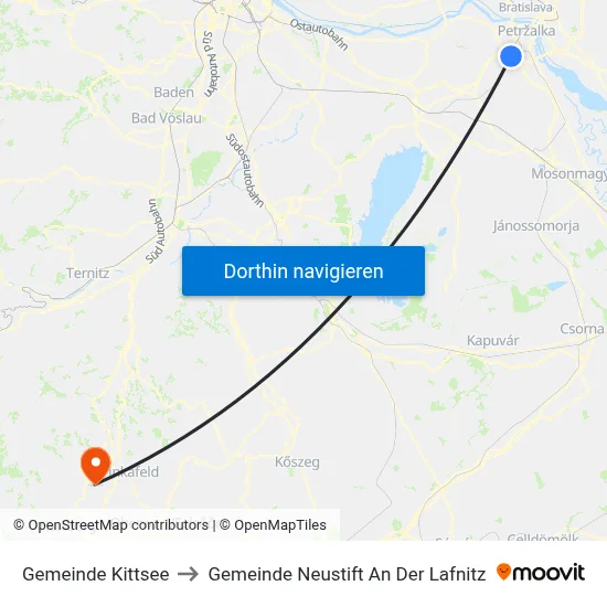 Gemeinde Kittsee to Gemeinde Neustift An Der Lafnitz map