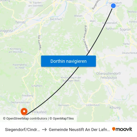 Siegendorf/Cindrof to Gemeinde Neustift An Der Lafnitz map