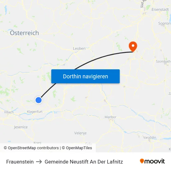 Frauenstein to Gemeinde Neustift An Der Lafnitz map