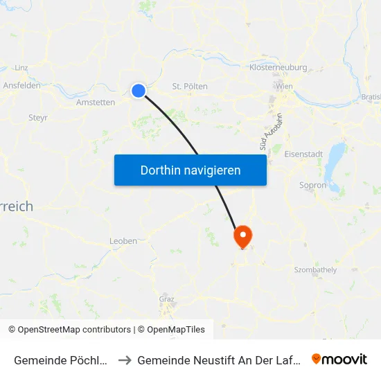 Gemeinde Pöchlarn to Gemeinde Neustift An Der Lafnitz map