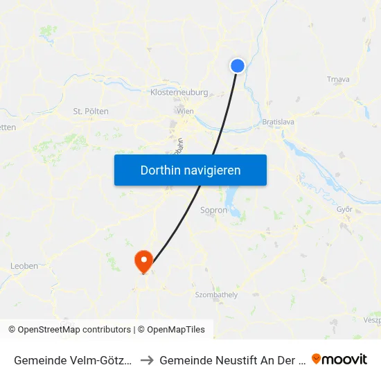 Gemeinde Velm-Götzendorf to Gemeinde Neustift An Der Lafnitz map