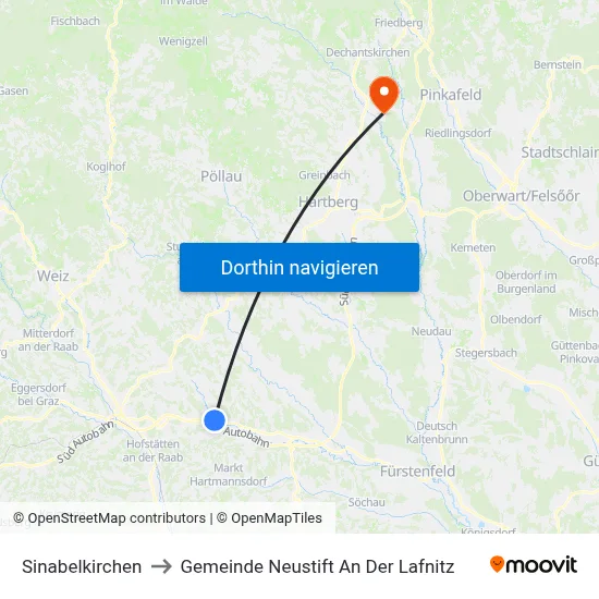Sinabelkirchen to Gemeinde Neustift An Der Lafnitz map