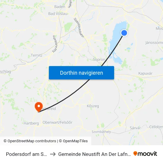 Podersdorf am See to Gemeinde Neustift An Der Lafnitz map