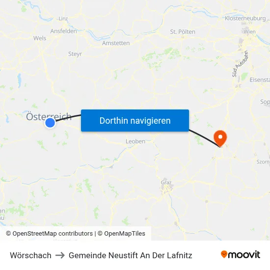 Wörschach to Gemeinde Neustift An Der Lafnitz map
