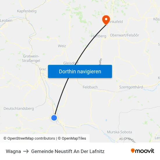 Wagna to Gemeinde Neustift An Der Lafnitz map