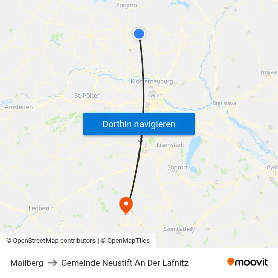 Mailberg to Gemeinde Neustift An Der Lafnitz map
