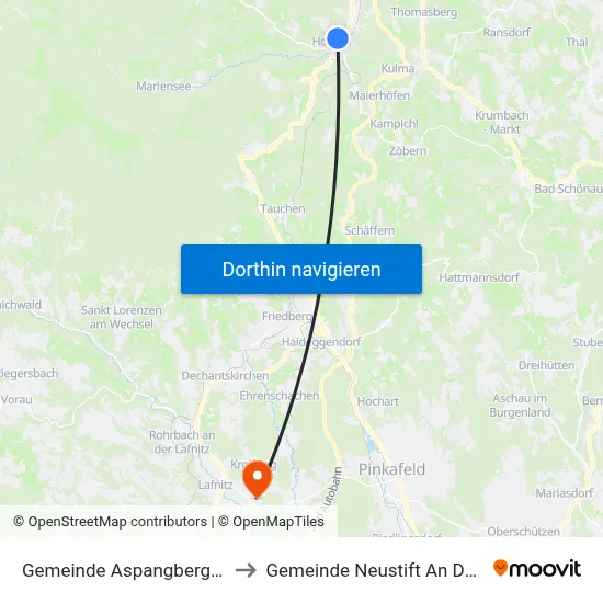 Gemeinde Aspangberg-St.Peter to Gemeinde Neustift An Der Lafnitz map
