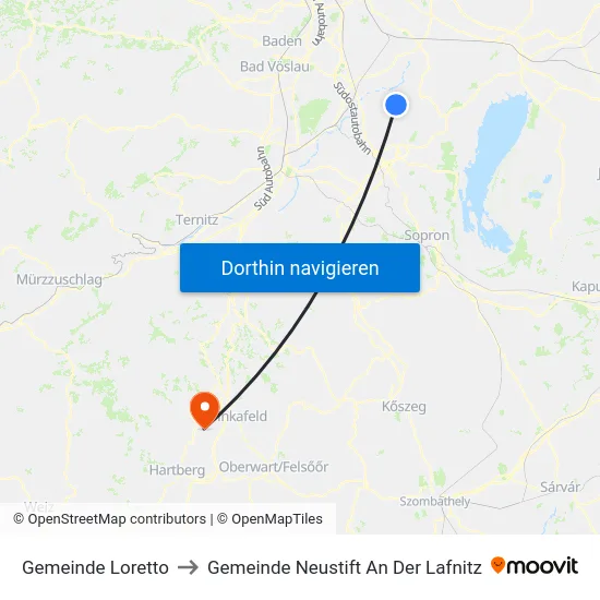 Gemeinde Loretto to Gemeinde Neustift An Der Lafnitz map