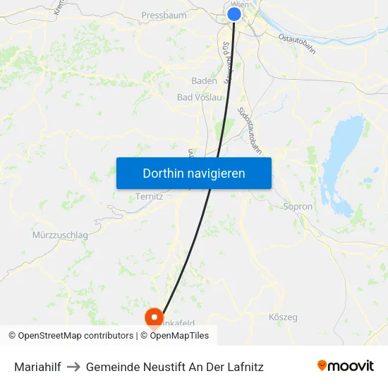 Mariahilf to Gemeinde Neustift An Der Lafnitz map