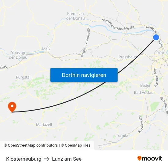 Klosterneuburg to Lunz am See map