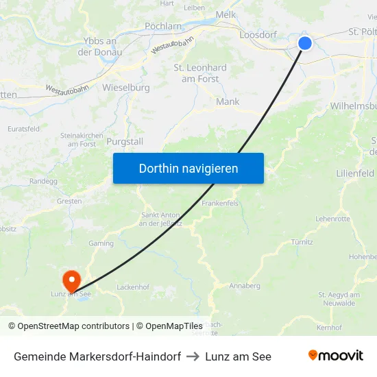 Gemeinde Markersdorf-Haindorf to Lunz am See map