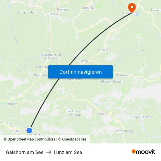 Gaishorn am See to Lunz am See map